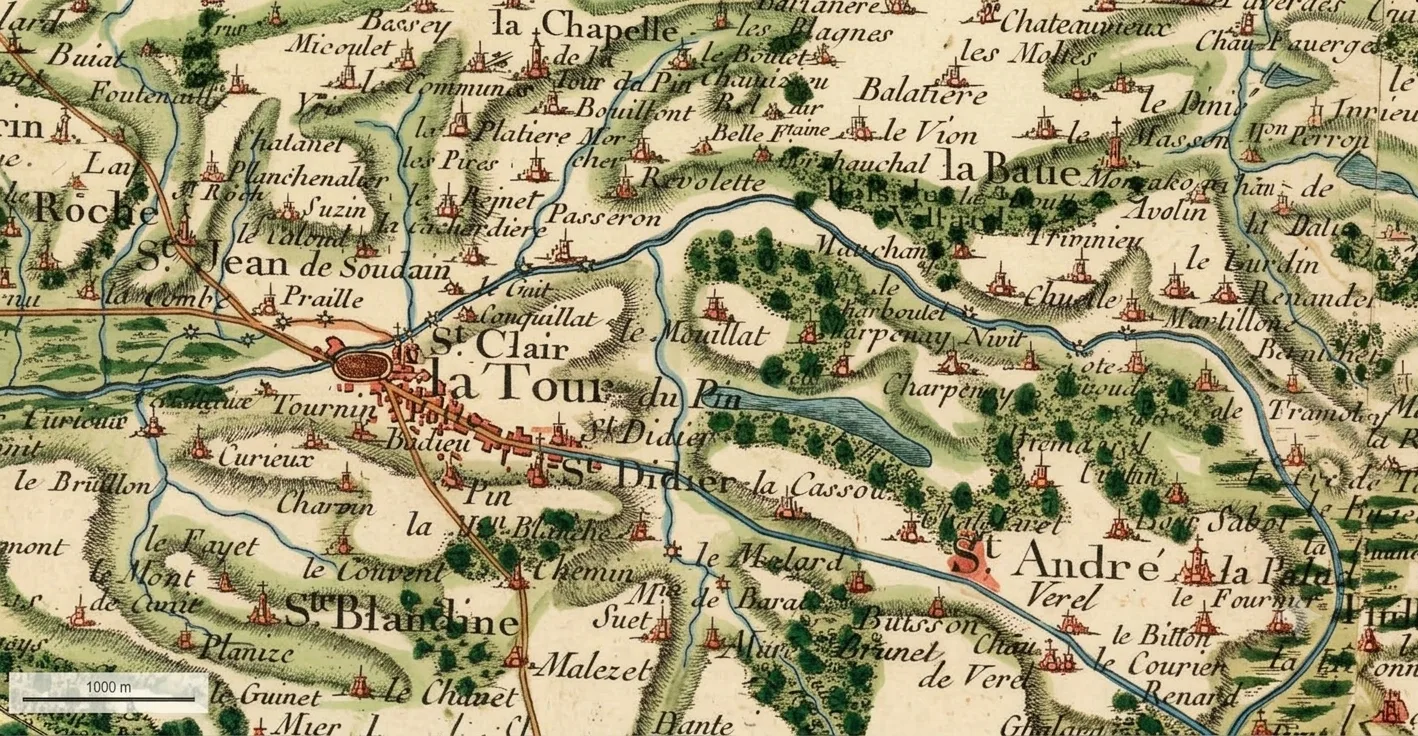 Carte de Cassini de Saint-Clair-de-la-Tour